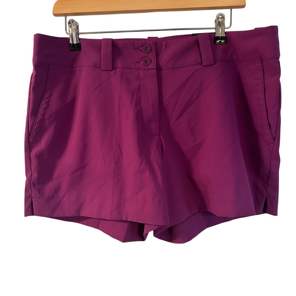 Nike Golf Womens Modern Rise Athletic Shorts Purple‎ Dri Fit Size 12